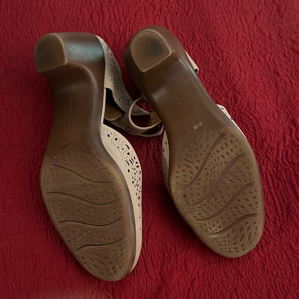 Beige Laser Cut Mary Jane Flats - Picture 2 of 7